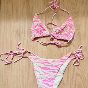 Triangl Swimwear Pink and Cream Bikini